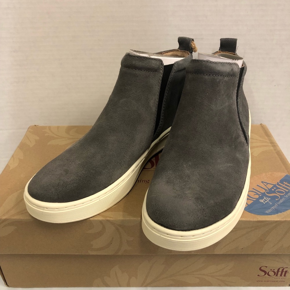 SOFFT Women's Britton II Steel Grey Suede Waterproof High Top Slip On Bootie